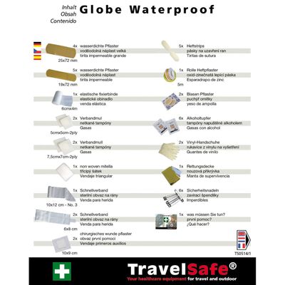 Travelsafe Första hjälpen-kit 43 delar Globe Waterproof röd