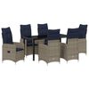 vidaXL Bord- och stolset med kudde 7 pcs Gr&aring; PE Rattan
