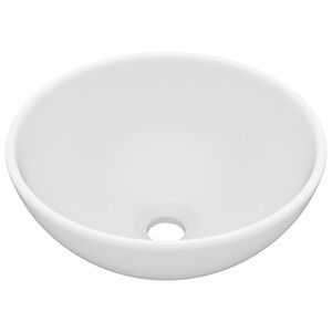 vidaXL Lyxigt runt handfat matt vit 32,5x14 cm keramik