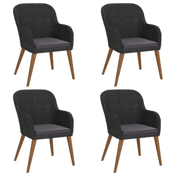 vidaXL Matgrupp för trädgården med dynor 5 delar svart