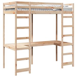 vidaXL Lofts&auml;ngram Naturf&auml;rg 90 x 200 cm Massiv furu