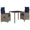 vidaXL Utomhusmatbord 3 pcs konstrotting