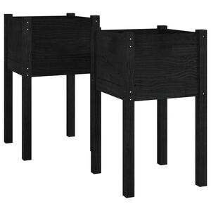 vidaXL Odlingsl&aring;dor 2 st svart 40x40x70 cm massiv furu
