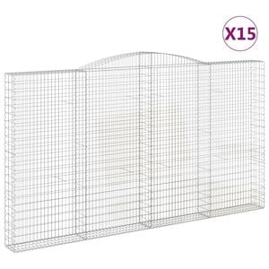 vidaXL Gabioner b&aring;gformade 15 st 400x30x220/240 cm galvaniserat j&auml;rn