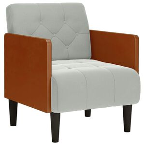 vidaXL Soffstol med armst&ouml;d ljusgr&aring; 55 cm sammet