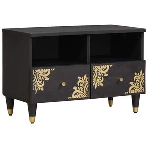 vidaXL TV-skåp med låda Svart 70 x 33 x 46 cm Massivt mangoträ