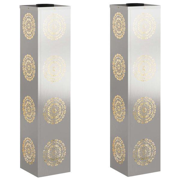 vidaXL Solar LED Stig Ljus 2 pcs Silver Rostfritt st&aring;l