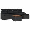 vidaXL Tr&auml;dg&aring;rdsoffset 6 st Svart Poly rattan