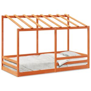 vidaXL Barns&auml;ng med tak vaxbrun 100x200 cm massiv furu