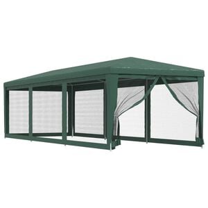 vidaXL Partyt&auml;lt med 8 sidov&auml;ggar i n&auml;t 3x9 m HDPE gr&ouml;n