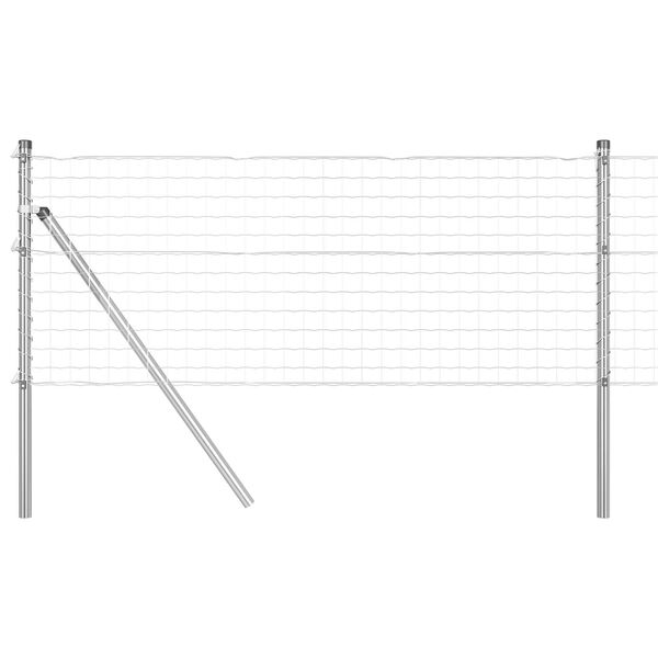 vidaXL St&auml;ngsel med stolpe Silver 0,6 x 25 m St&aring;l och PVC
