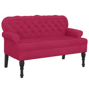 vidaXL B&auml;nk med ryggst&ouml;d vinr&ouml;d 119,5x64,5x75 cm sammet