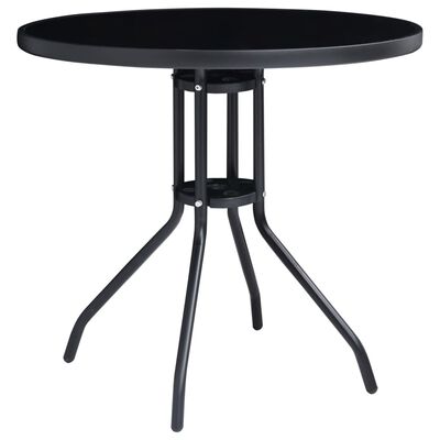 vidaXL Trädgårdsbord svart 80 cm stål och glas