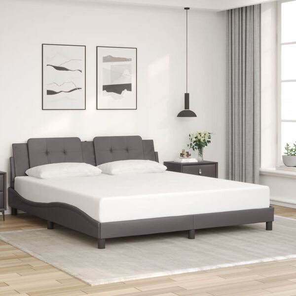 vidaXL Bed Frame without Mattress "Zadar" Grey 180x200 cm Faux Leather