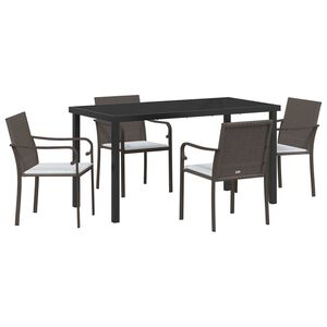 vidaXL Tr&auml;dg&aring;rdsm&ouml;belset 5 pcs Brun och svart PE Rattan