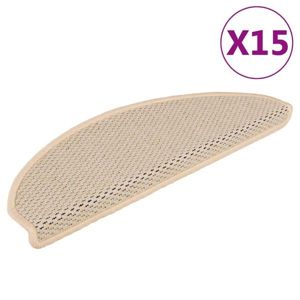 vidaXL Trappstegsmattor sj&auml;lvh&auml;ftande sisal 15 st 65x21x4 cm berber