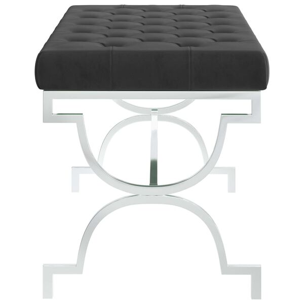 vidaXL B&auml;nk 99 cm svart sammet och rostfritt st&aring;l