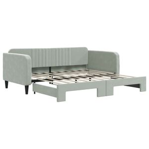 vidaXL Dagb&auml;dd utdragbar ljusgr&aring; 90x190 cm sammet