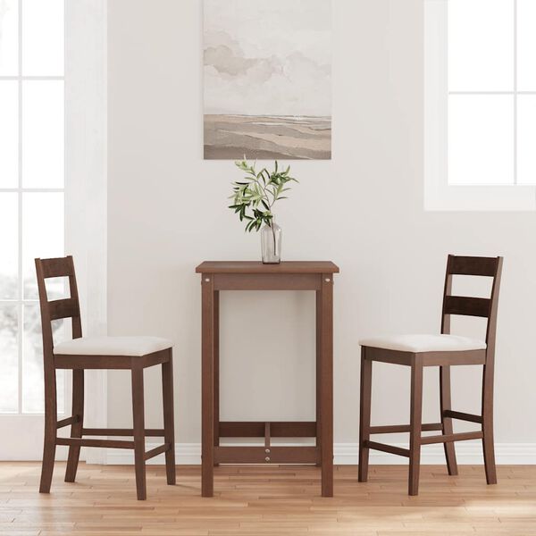 vidaXL Barstolar med kuddar 2 st, brunt, massivt trä, gummi