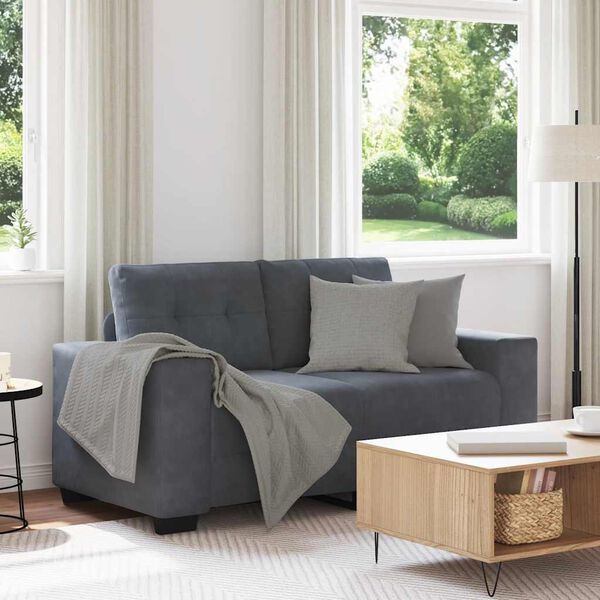 vidaXL Loveseat soffa m&ouml;rkgr&aring; 120 cm sammet