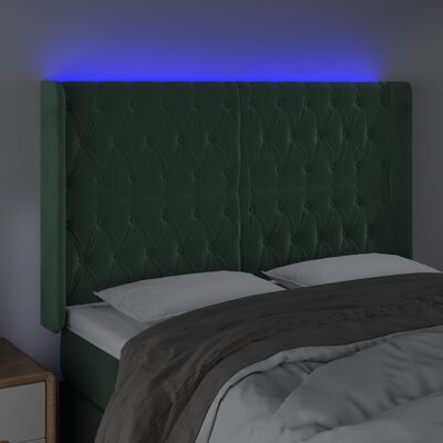 vidaXL Sänggavel LED grön 147x16x118/128 cm sammet