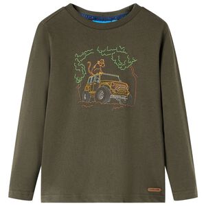 T-shirt med l&aring;nga &auml;rmar f&ouml;r barn khaki 92