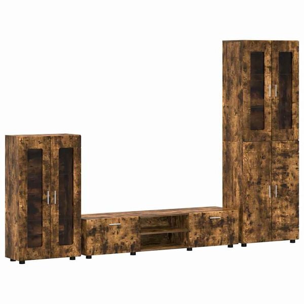 vidaXL TV-b&auml;nkset med l&aring;da med hylla FLORIN R&ouml;kt ek Konstruerat tr&auml;