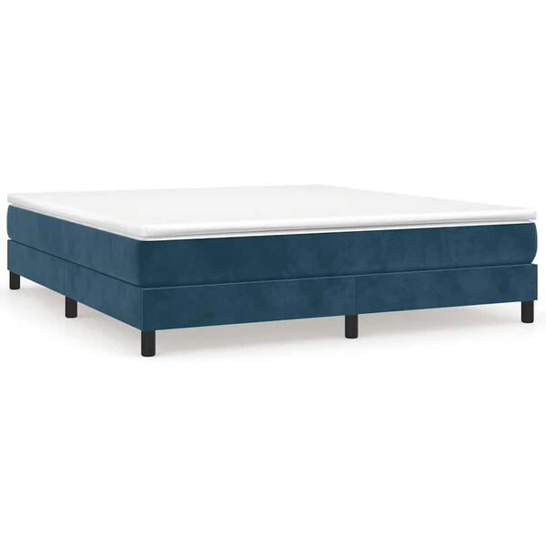 vidaXL Boxspring-s&auml;ngram m&ouml;rkbl&aring; 180x200 cm sammet
