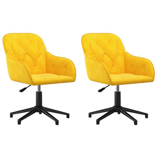 vidaXL Snurrbara matstolar 2 st gul sammet