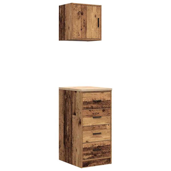 vidaXL Garagesk&aring;p 2 delar gammalt tr&auml; konstruerat tr&auml;