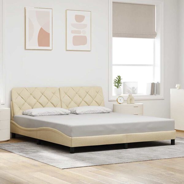 vidaXL Bed Frame without Mattress Cream 180x200 cm Fabric