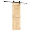 vidaXL Skjutd&ouml;rr Naturlig och svart 70 x 210 cm Massiv furutr&auml;d&ouml;rr