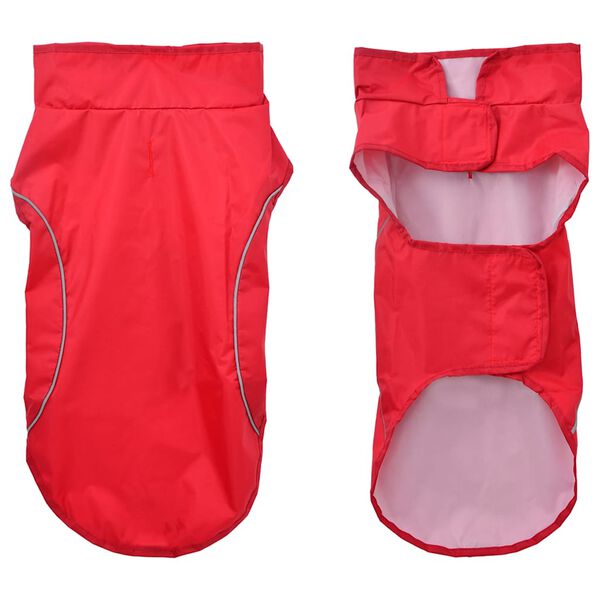 vidaXL Regnrock f&ouml;r hundar med reflekterande remsor polyester r&ouml;d s