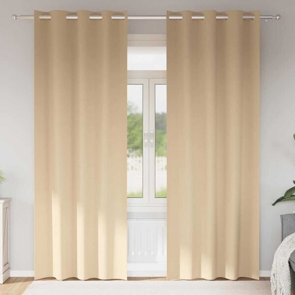 vidaXL M&ouml;rkl&auml;ggningsgardiner med Ringar 2 pcs Kr&auml;m 225 x 140 cm