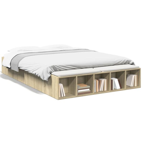 vidaXL Sängram sonoma-ek 150x200 cm konstruerad trä