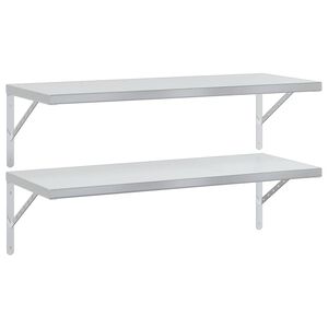 vidaXL V&auml;gghyllor 2 st 100x40 cm silver rostfritt st&aring;l