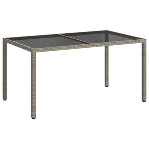 vidaXL Utebord 150x90x75 cm h&auml;rdat glas och konstrotting gr&aring;
