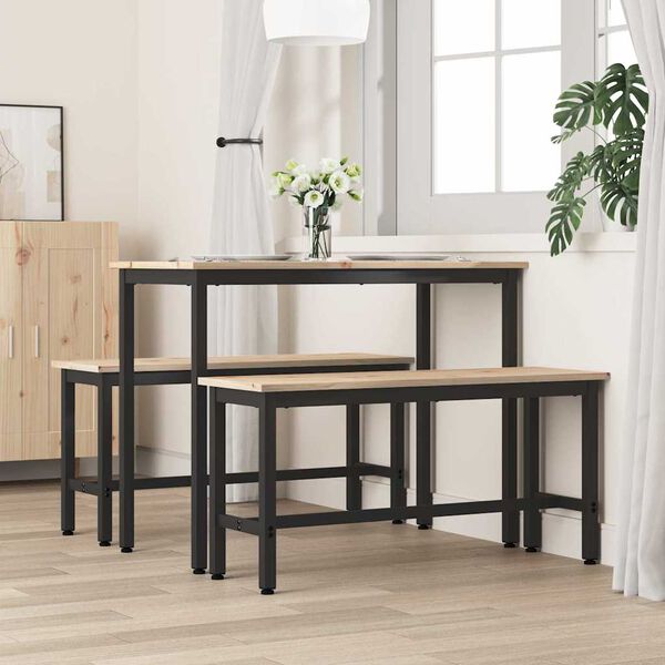 vidaXL Matb&auml;nkar 2 pcs Naturf&auml;rg 100 x 32,5 x 49 cm Massivt furutr&auml;