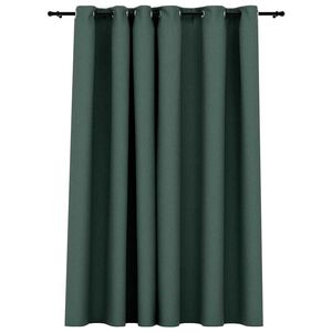 vidaXL M&ouml;rkl&auml;ggningsgardin med &ouml;ljetter linnelook gr&ouml;n 290x245cm