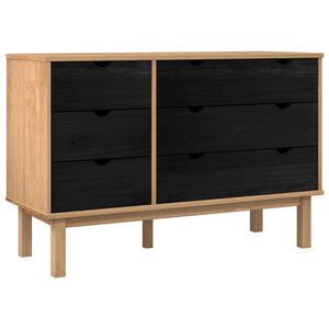 vidaXL L&aring;dans sk&aring;p med l&aring;da OTTA Svart 111 x 43 x 73,5 cm Massiv furu