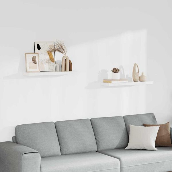 vidaXL Sv&auml;vande v&auml;gghyllor 2 st vit 80x23,5x3,8 cm MDF