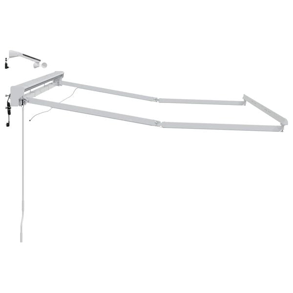 vidaXL Elmarkisram med LED-lampor Vit 3 x 2 m Aluminium