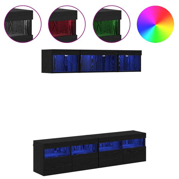 vidaXL TV-v&auml;ggenheter med LED med led 5 pcs Svart Ek 80 x 30 x 40 cm