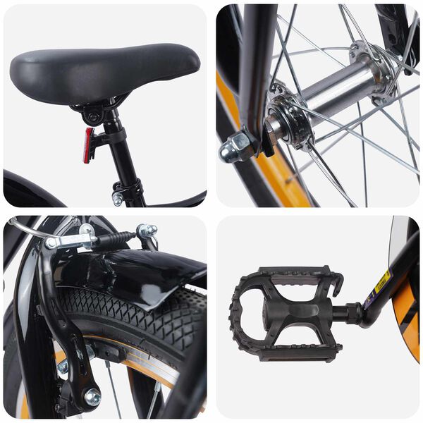 vidaXL Barncykel 18 Tum f&ouml;r 5-7 &aring;r gamla Orange Svart