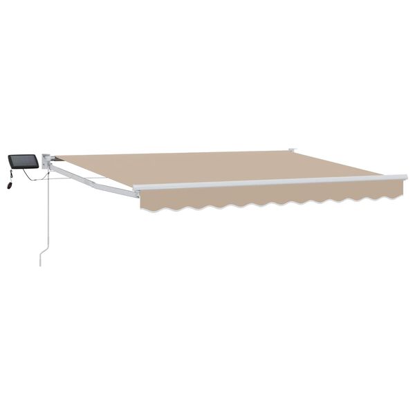 vidaXL Manuell utdragbar markis med LED-lampor Beige 3,5 x 2,5 m