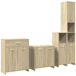 vidaXL Badrumsm&ouml;bler set 4 delar sonoma-ek konstruerat tr&auml;
