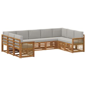 vidaXL Sektionsoffgrupp med kudde 7 pcs Naturlig och ljusgr&aring;