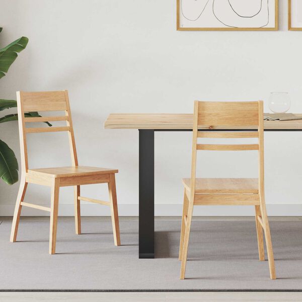 vidaXL Matstolar 2 pcs Naturf&auml;rg 43 x 54 x 89 cm Massiv Gummitr&auml;