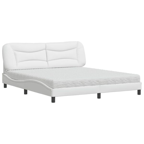 vidaXL Bed with Mattress "Hvar" White 180x200 cm Faux Leather