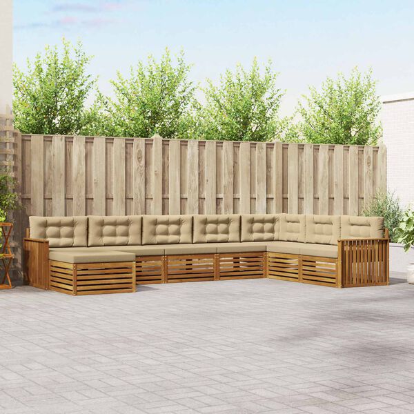vidaXL Soffgrupper 8 pcs Naturlig och Beige Massivt Akaciatr&auml;